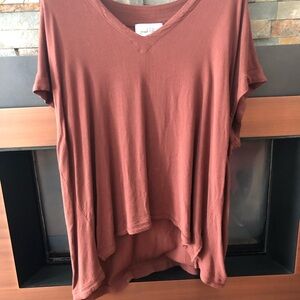 Joseph Ribkoff Rust V-Neck Short Sleeve Top
